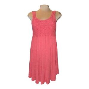 Umgee Pink Crocheted Sleeveless Tiered Mini Dress Size L